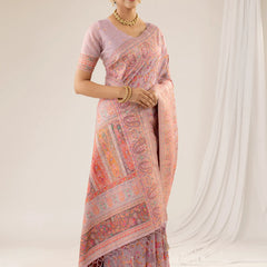 Kashmiria Cotton Purple Saree