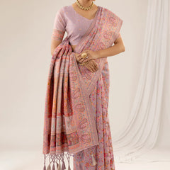 Kashmiria Cotton Purple Saree
