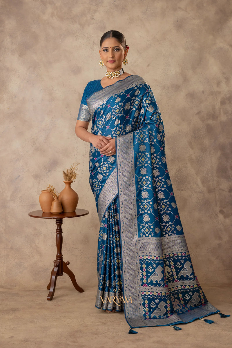 Royal Satin Blue Saree