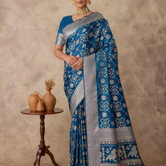 Royal Satin Blue Saree