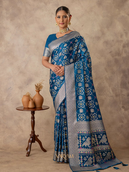 Royal Satin Blue Saree