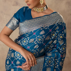 Royal Satin Blue Saree