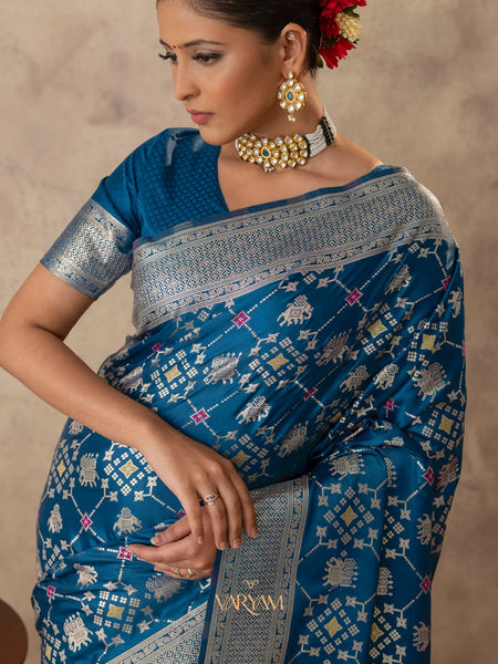 Royal Satin Blue Saree