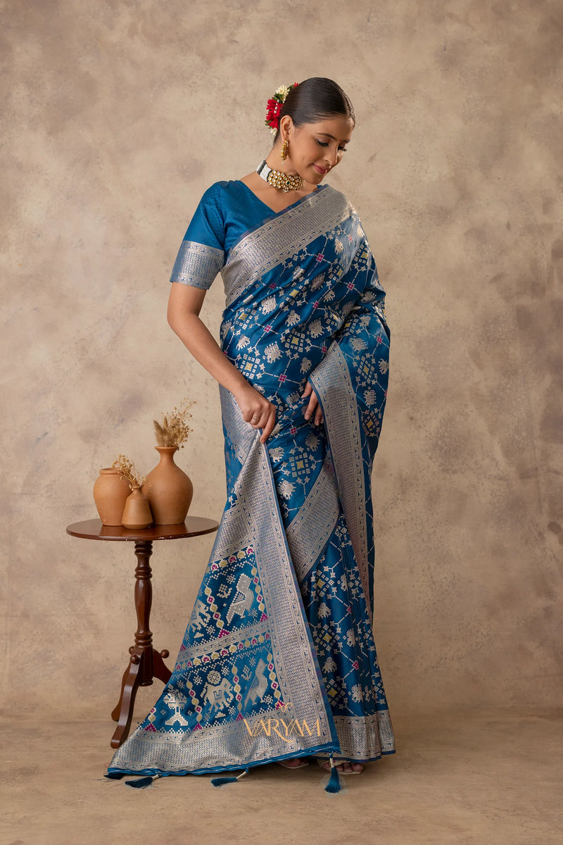 Royal Satin Blue Saree