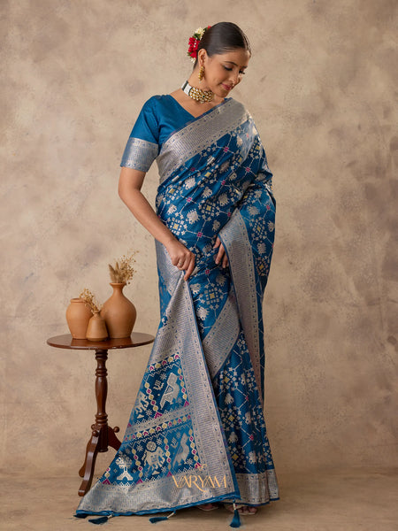 Royal Satin Blue Saree