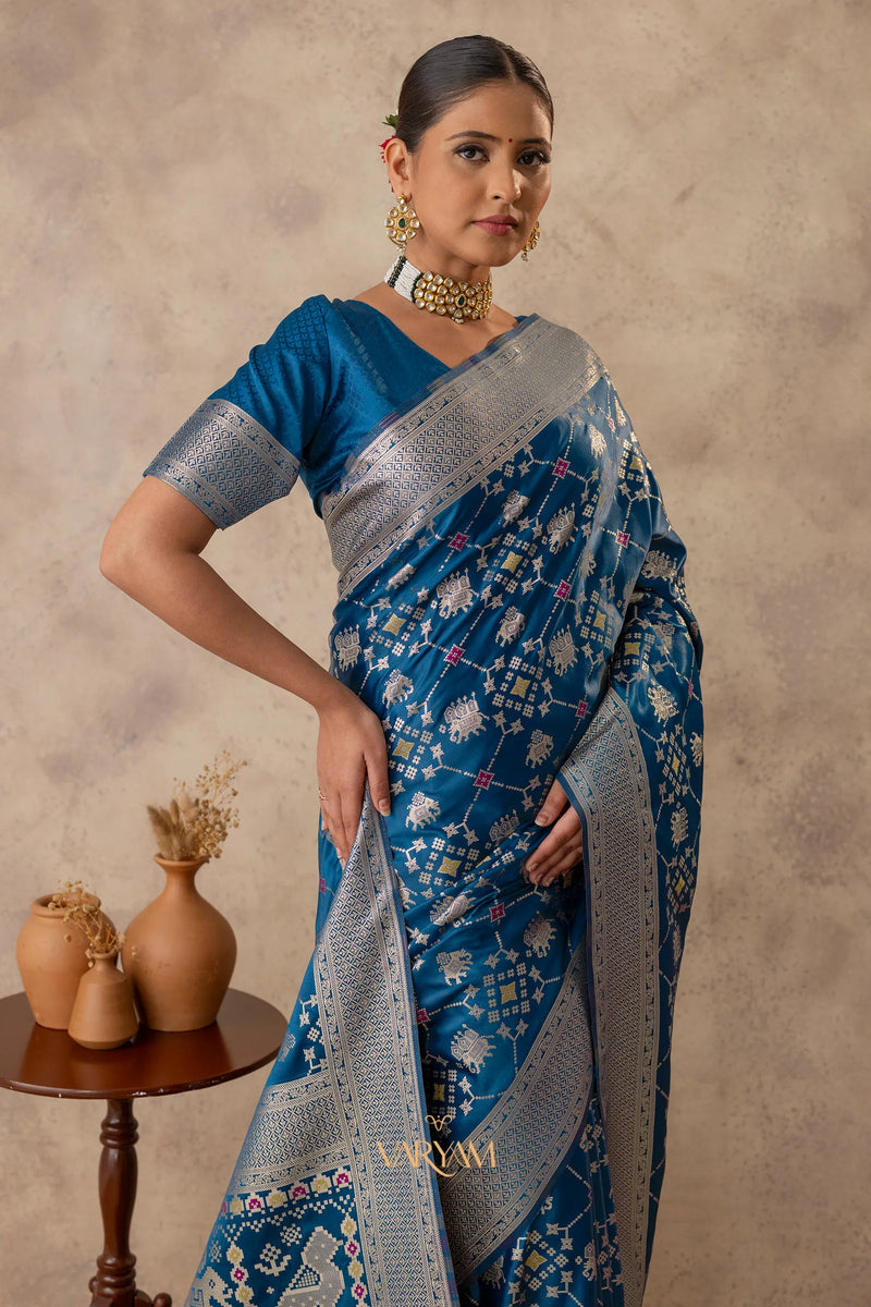 Royal Satin Blue Saree