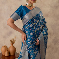 Royal Satin Blue Saree
