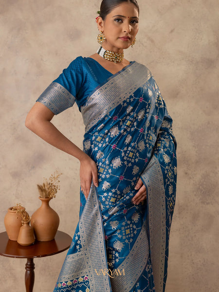 Royal Satin Blue Saree