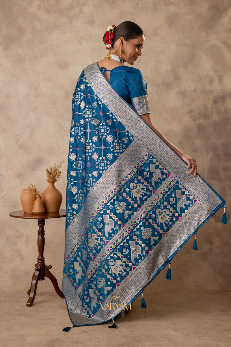 Royal Satin Blue Saree