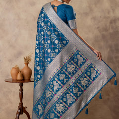 Royal Satin Blue Saree