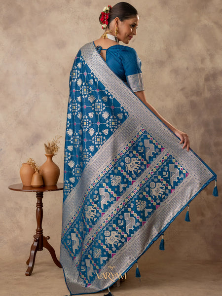 Royal Satin Blue Saree