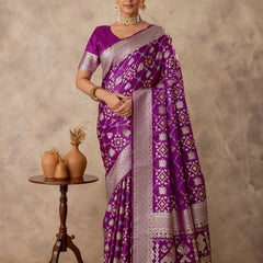 Royal Satin Purple Saree