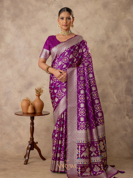 Royal Satin Purple Saree