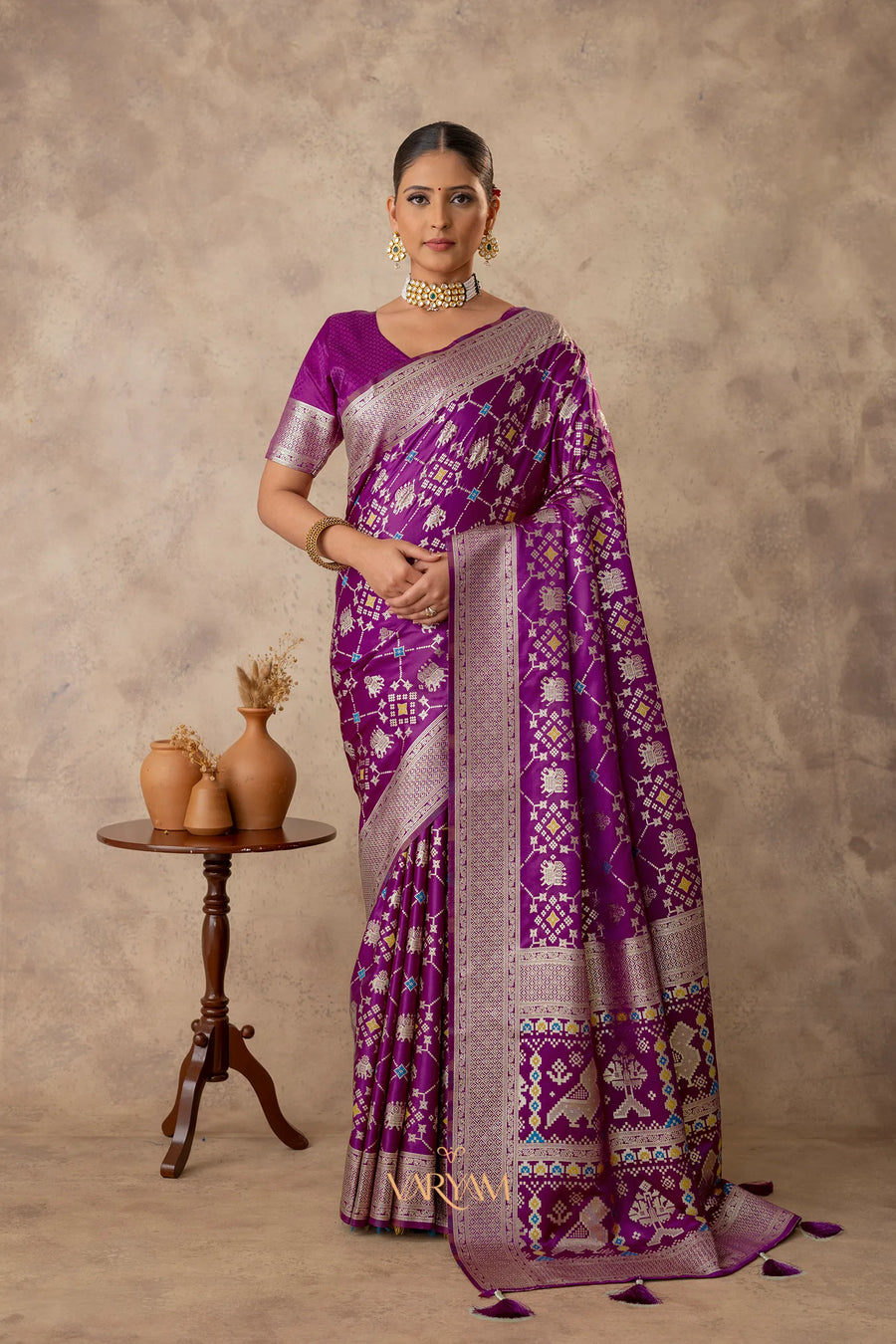 Royal Satin Purple Saree