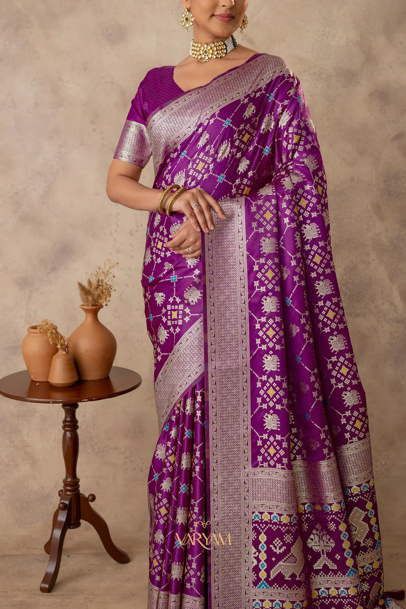 Royal Satin Purple Saree