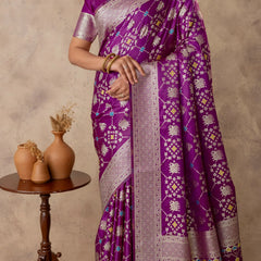 Royal Satin Purple Saree