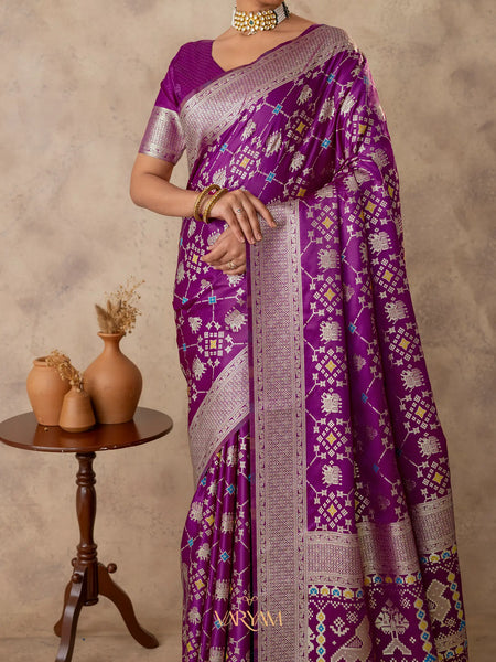 Royal Satin Purple Saree