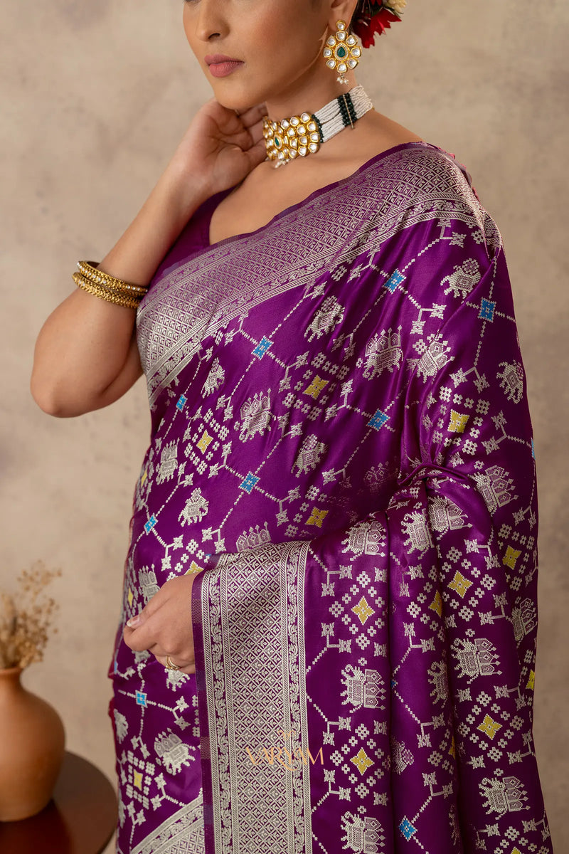 Royal Satin Purple Saree