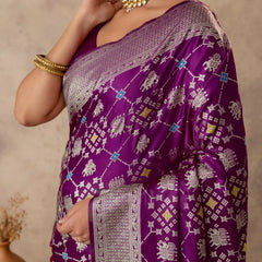 Royal Satin Purple Saree