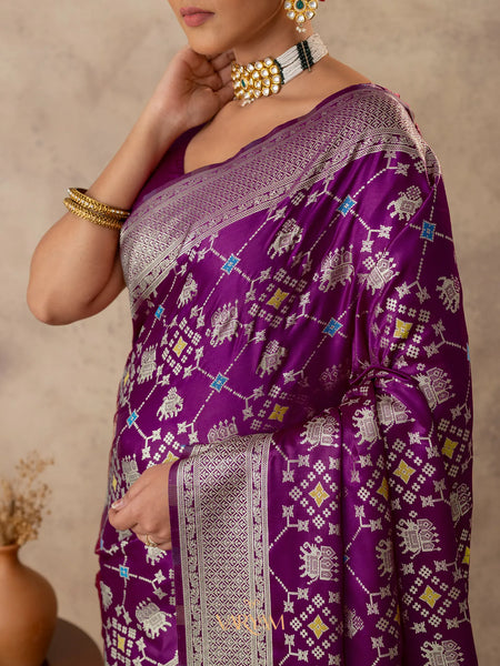 Royal Satin Purple Saree