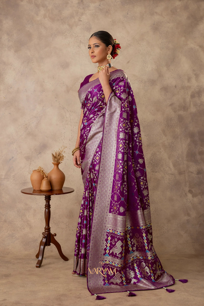 Royal Satin Purple Saree