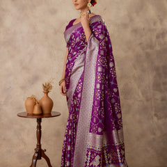 Royal Satin Purple Saree