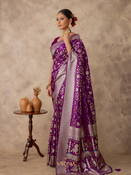 Royal Satin Purple Saree