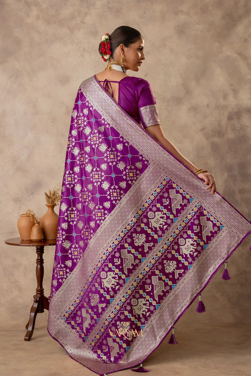 Royal Satin Purple Saree