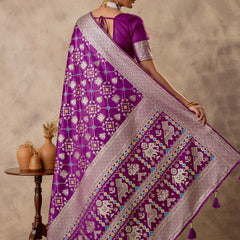 Royal Satin Purple Saree
