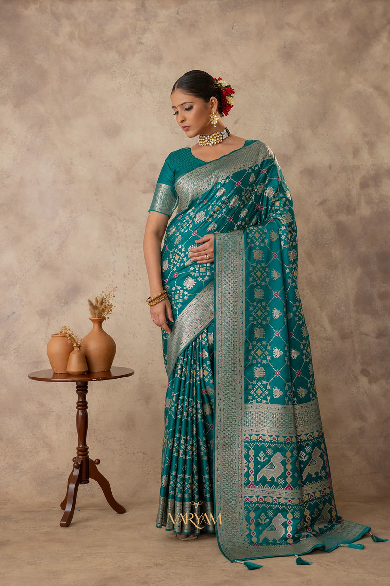 Royal Satin Green Saree