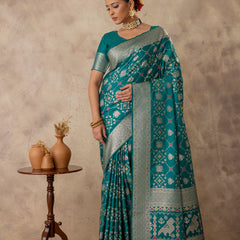 Royal Satin Green Saree
