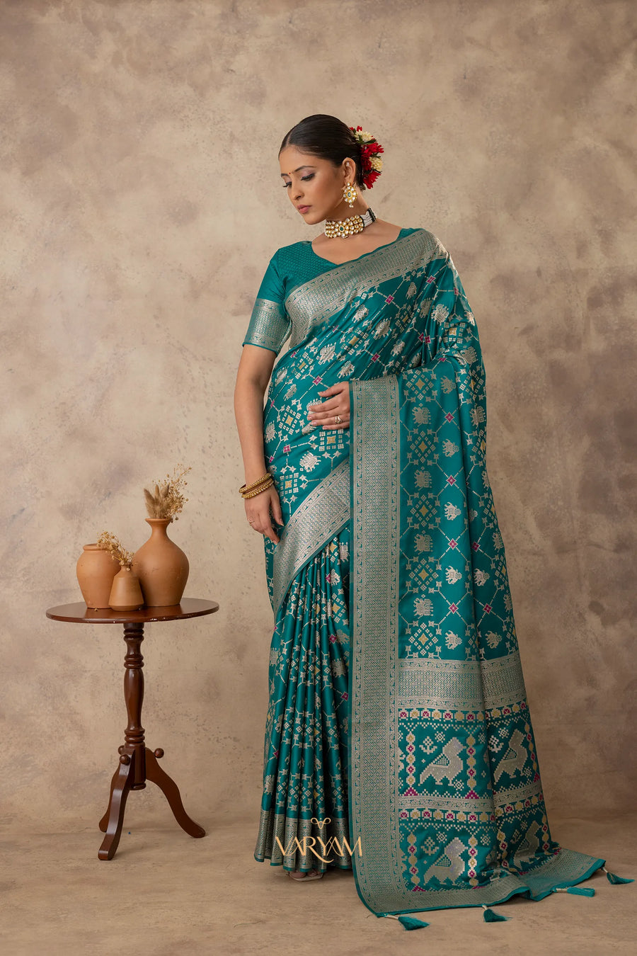 Royal Satin Green Saree