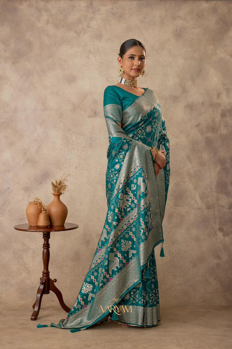 Royal Satin Green Saree
