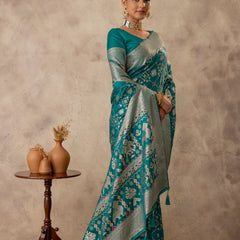 Royal Satin Green Saree