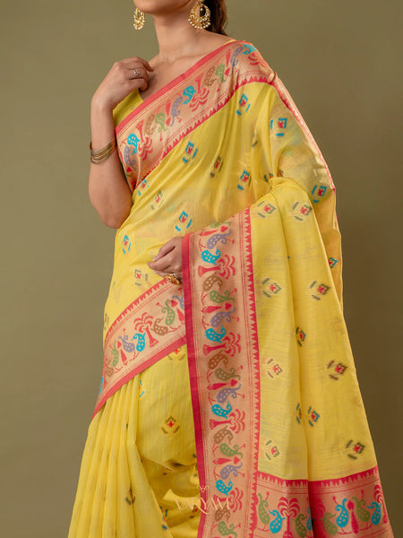Kalista Linen Yellow Saree