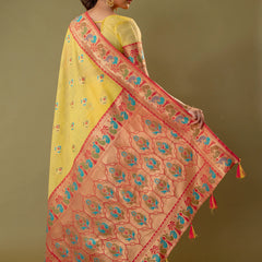Kalista Linen Yellow Saree