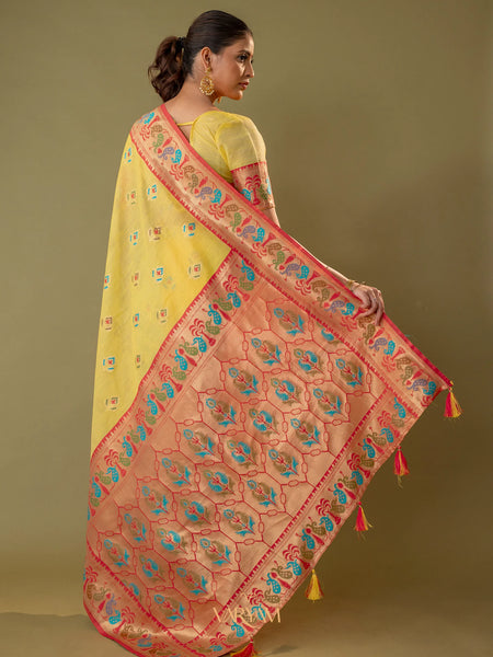 Kalista Linen Yellow Saree