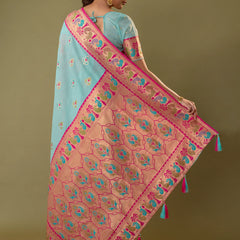 Kalista Linen Blue Saree
