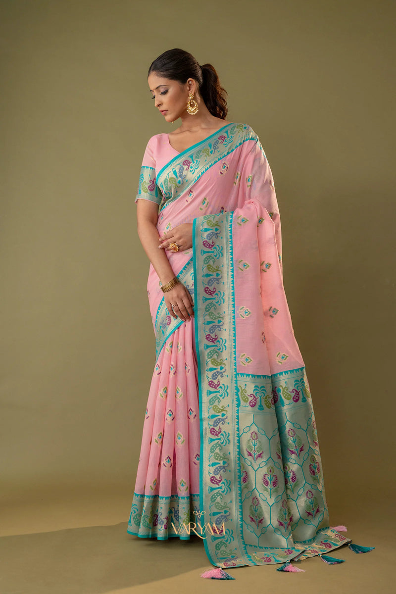 Kalista Linen Pink Saree
