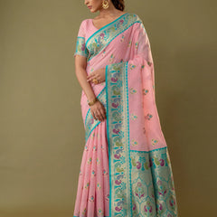 Kalista Linen Pink Saree