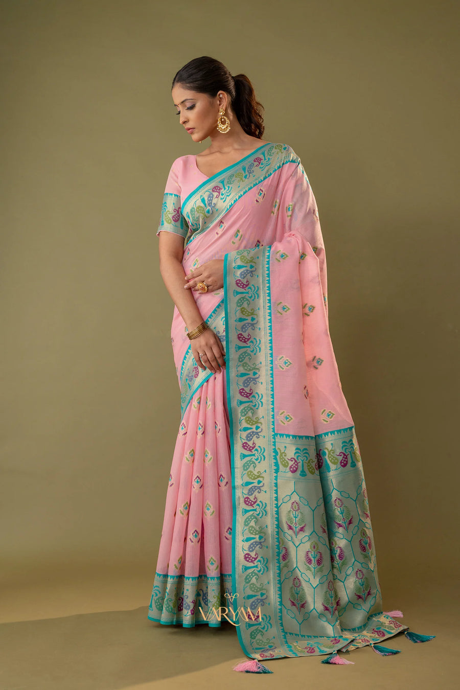 Kalista Linen Pink Saree