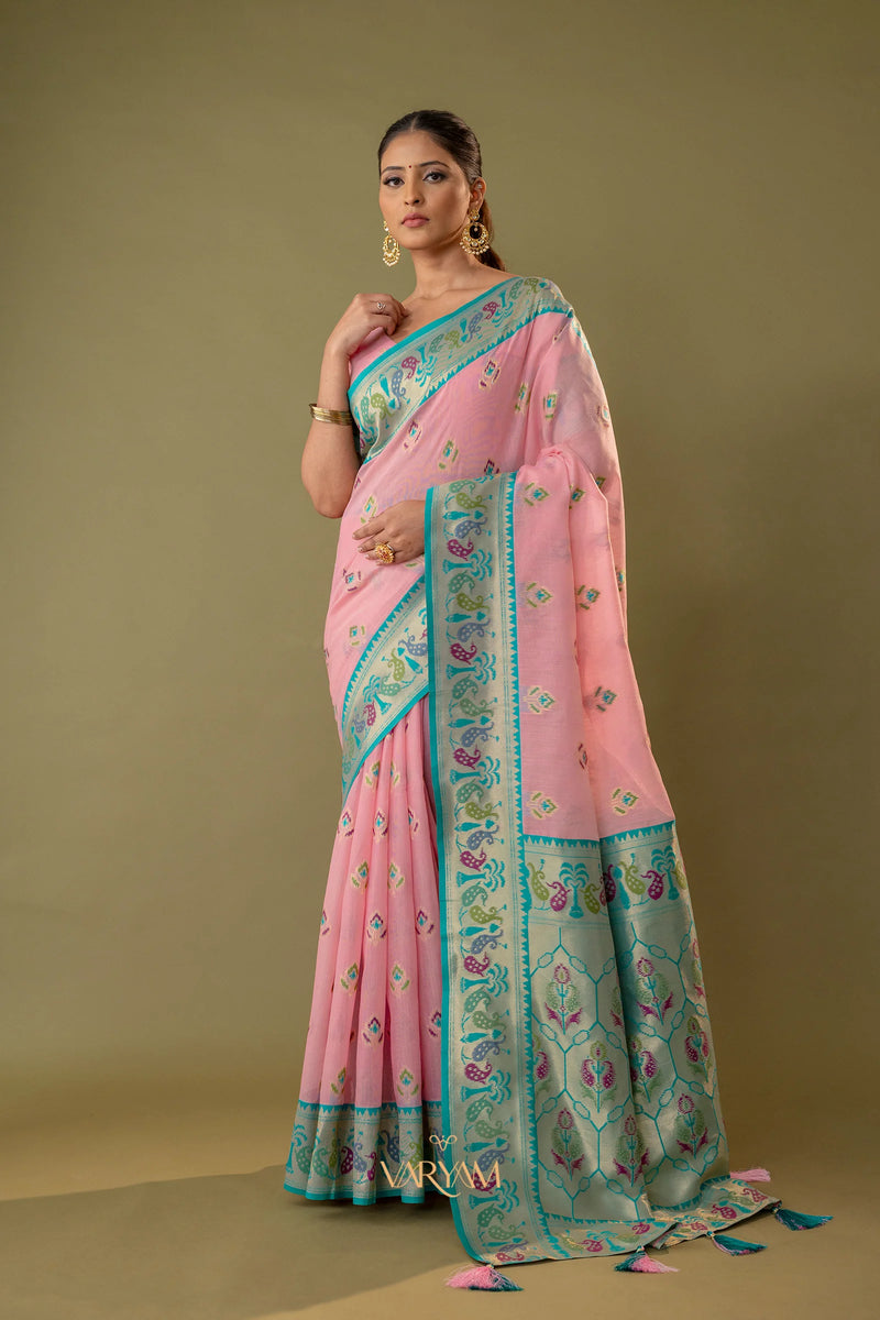 Kalista Linen Pink Saree