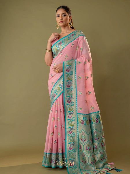 Kalista Linen Pink Saree