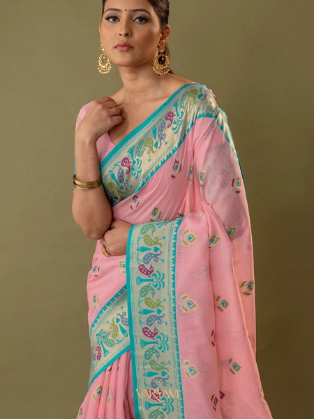 Kalista Linen Pink Saree