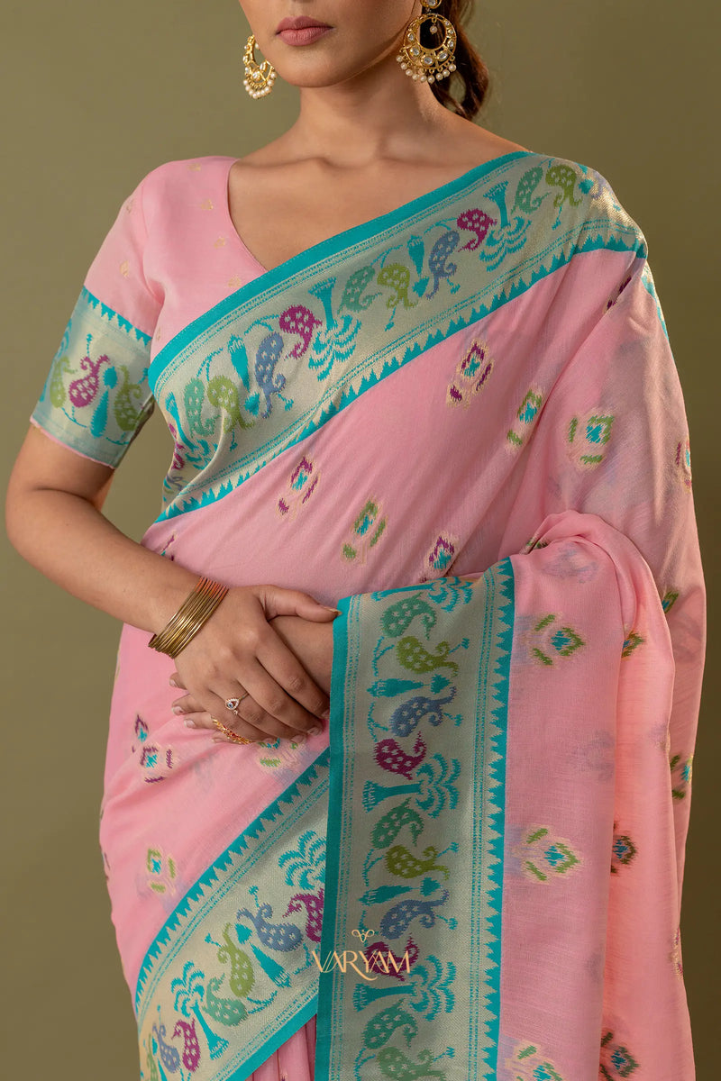 Kalista Linen Pink Saree