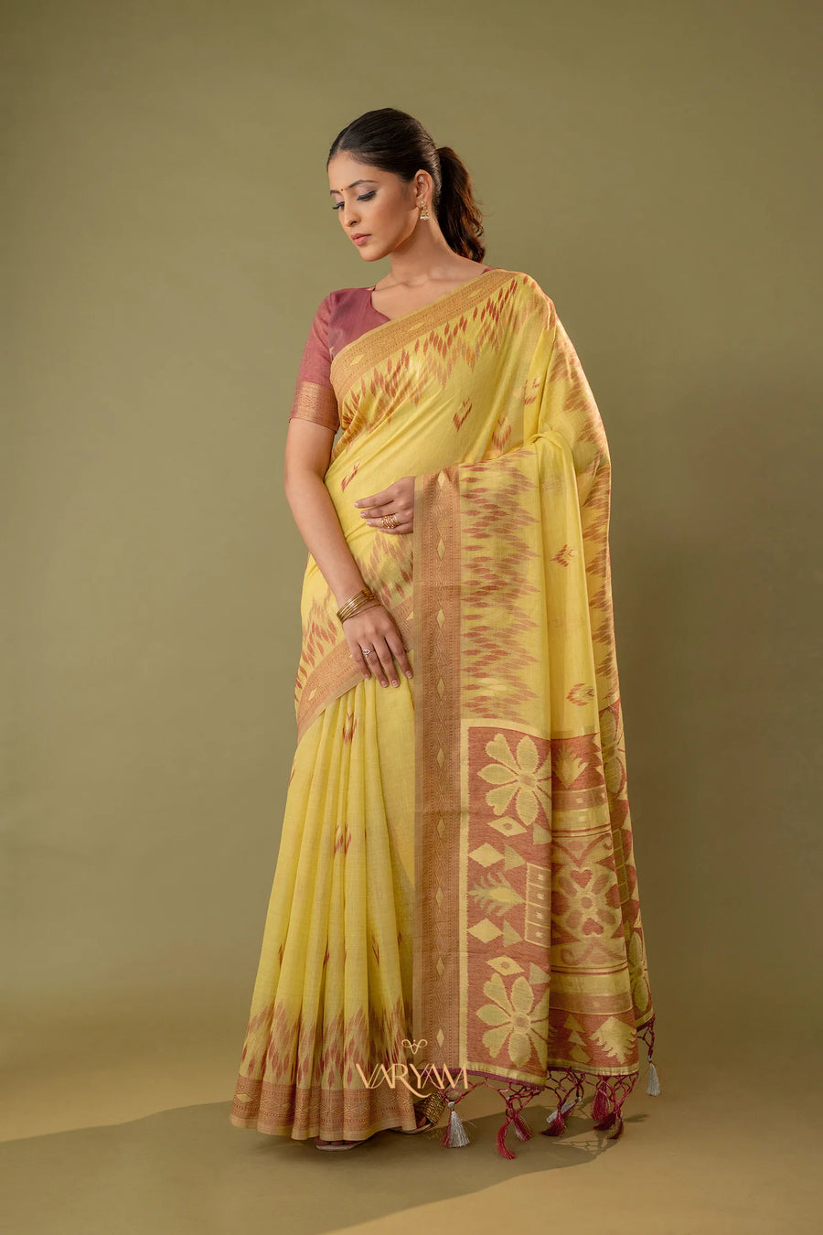 Madurai Cotton Yellow Saree