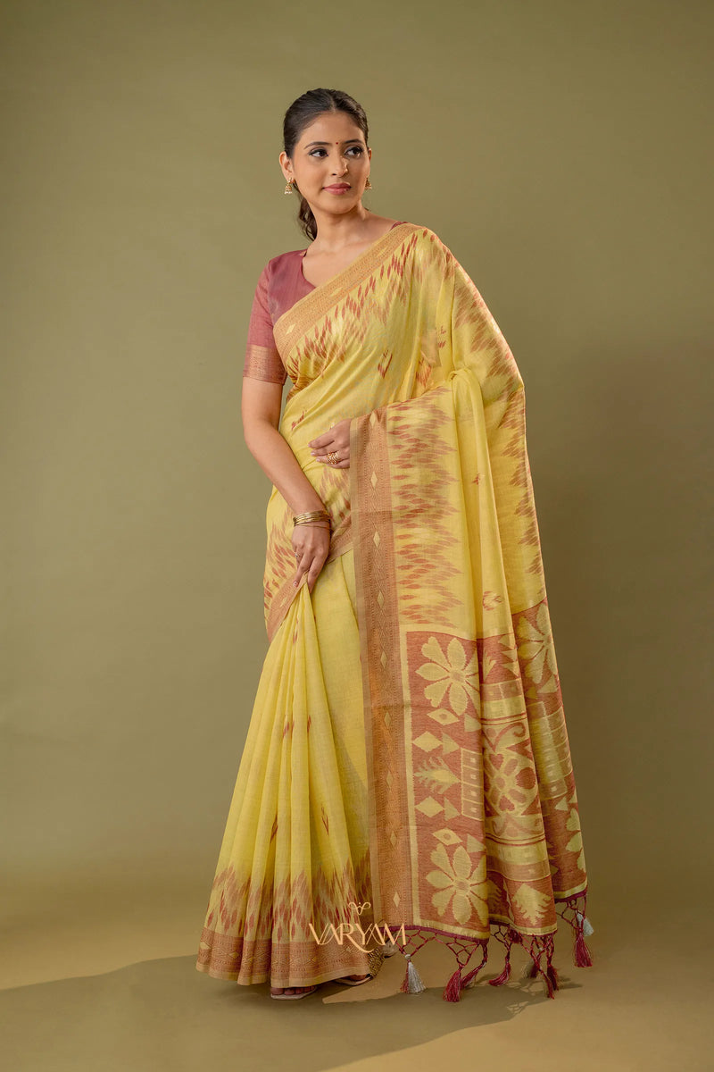 Madurai Cotton Yellow Saree