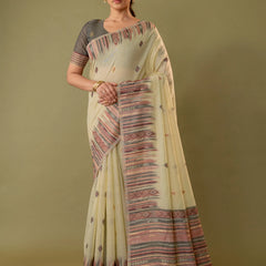 Saumya Cotton Pastel Lime Saree