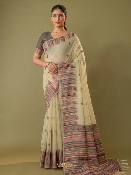 Saumya Cotton Pastel Lime Saree