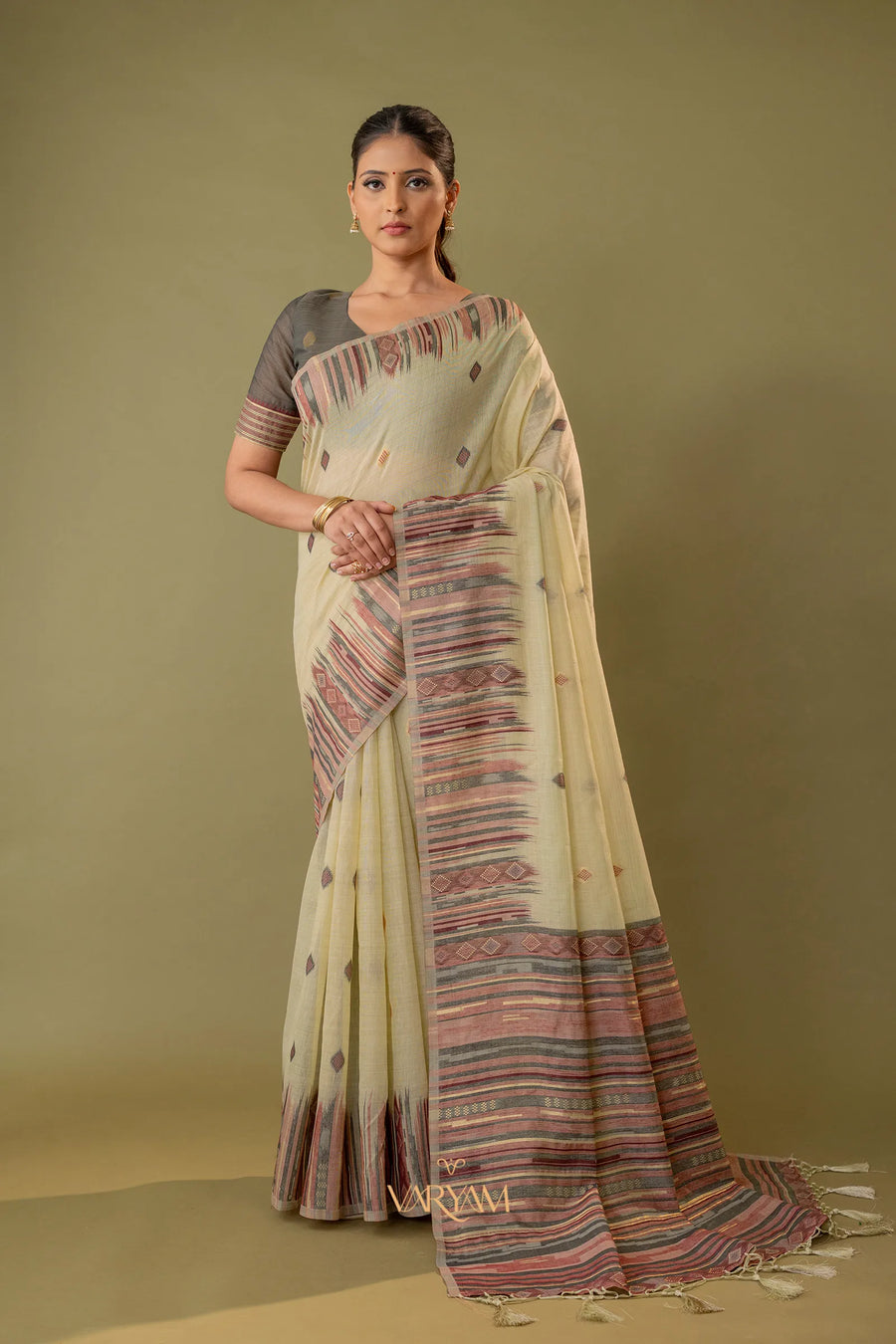 Saumya Cotton Pastel Lime Saree